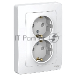 Розетка 2-м СП Blanca 16А 250В защ. шторки с заземл. бел. SchE BLNRS001121