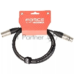 Кабель микрофонный FORCE FMC-05/1.5XLR (M) - XLR (F), высококачественный балансный, малошумящий с проводниками из безкислородной меди OFC, диаметр 6 мм, профессиональные металлические разъемы, длина 1,5 м, цвет черный