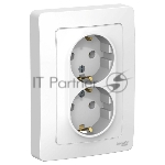 Розетка 2-м СП Blanca 16А 250В без шторок с заземл. бел. SchE BLNRS001021
