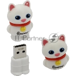 Флешка USB Smartbuy Wild Catty (SB32GbCatW), 32Gb, USB 2.0, R/W 25/15, котенок белый