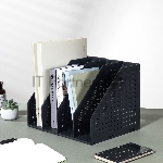 Лоток вертикальный Deli 78995DK-GREY 3 отд. складной для бумаг A4 250х256х243мм темно-серый, пластик, вид 10