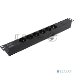 Блок розеток горизонтальный ExeGate ServerPro PDU-19H601 Al-6S-C14, 19", 1U, Алюминий, 6 Schuko, С14, черный