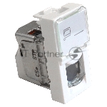 Вставка Mosaic 22.5x45, RJ-45 STP, кат.5e, со шторкой и увеличенным окном маркировки, белая