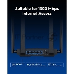 Маршрутизатор Cudy BE3600 Gigabit Dual Band Wi-Fi 7 Mesh Router, Chipset Broadcom, 802.11be/ax/ac/a/b/g/n, 2882Mbps at 5GHz + 688Mbps at 2.4GHz, 5 x 10/100/1000Mbps Ports, 4 x 5dBi fixed antennas, WiFi router/AP/Repeater/WISP Mode, PPTP/L2TP/OpenVPN/WireGuard, MLO, MU-MIMO, Guest network, WPS, DDNS, IPv6, IPTV, WOL, WPA3, TR069/TR098/TR111/TR181, Cudy APP