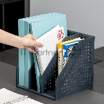 Лоток вертикальный Deli 78995DK-GREY 3 отд. складной для бумаг A4 250х256х243мм темно-серый, пластик, вид 4