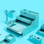 Органайзер настольный Deli ENS001blue Nusign синий, пластик, вид 2