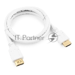 Кабель Cablexpert HDMI CC-HDMI4-W-1M, 19M/19M, v2.0, медь, позол.разъемы, экран, 1м, белый, пакет