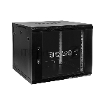 Настенный шкаф Rexant 19" 9U 600×600×501 (ШxГxВ), дверь стекло, металлическая задняя стенка, боковые съемные стенки, RAL 9005