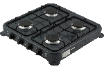 Плита настольная газовая Homestar HS-1204 черный, 12.8 кВт, газовые горелки, конфорки - 4, эмаль, поворотные переключатели