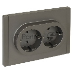 Розетка IEK FORTE&PIANO FP524 2-местная с заземлением без защитных шторок безвинтовое крепление 16А сталь