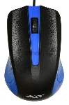Мышь проводная Acer OMW011 черный/синий, 1200 dpi, USB, кнопки - 3