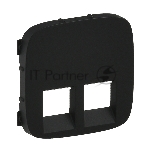 Лицевая панель розетки 2 гнезда, RJ11, RJ45, Антрацит