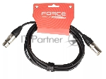Кабель микрофонный FORCE FMC-05/3XLR (M) - XLR (F), высококачественный балансный, малошумящий с проводниками из безкислородной меди OFC, диаметр 6 мм, профессиональные металлические разъемы, длина 3 м, цвет черный