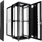 Шкаф серверный напольный Cabeus ND-05C-47U80/100-BK IP20, 47U, 2277х800х1000 мм (ВхШхГ), дверь: перфорация, боковая панель: сплошная, разборный, чёрный, вид 11