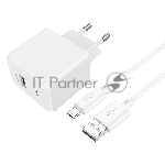 Зарядное устройство Hoco 18Вт, 3А, QC3.0, 1xUSB + кабель USB/Type-C, CS12A, белый, блистер