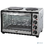 Мини-печь Mystery MOT-3330 (нержавеющая сталь, 1500 Вт, 2 конфорки, гриль, съемный вертел)