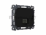 Комплект механизма компьютерной розетки OMEGA Черный матовый RJ-45(8P8C) CAT6 с шторкой QUANT (OP8120, VM188) MO812010