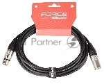 Кабель микрофонный FORCE FMC-05/4.5XLR (M) - XLR (F), высококачественный балансный, малошумящий с проводниками из безкислородной меди OFC, диаметр 6 мм, профессиональные металлические разъемы, длина 4,5 м, цвет черный