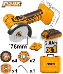 Аккумуляторная мини-угловая шлифовальная машина NGCO CAGLI76012 20 В 76 мм