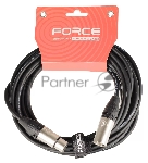 Кабель микрофонный FORCE FMC-05/6XLR (M) - XLR (F), высококачественный балансный, малошумящий с проводниками из безкислородной меди OFC, диаметр 6 мм, профессиональные металлические разъемы, длина 3 м, цвет черный
