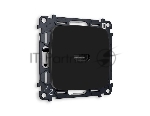 Комплект механизма розетки HDMI 2.0 OMEGA Черный матовый 40V/500mA 2.0GHz 5-18Gbit/s QUANT (OP8140, VM222) MO814010