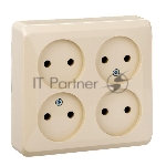 Розетка 4-м ОП Этюд 16А IP20 без заземл. крем. SchE PA16-205K