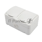 Блок из 2 розеток горизонтальный Kranz Mini OG открытой установки с заземлением, IP54 белый