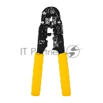 Обжимные клещи Deli DL381008 RJ45 Размер: 205мм. Спецификация обжима: 8P. Холоднокатаный стальной лист с черной отделкой, ручка из ПВХ. Лезвие SK5. Инструмент для зачистки проводов, кусачки и обжимной инструмент 3-в-1.