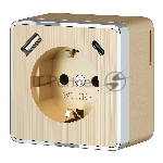 Розетка с заземлением, шторками и USB тип A+C Gallant (шампань рифленый)