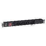 Блок розеток горизонтальный ExeGate ServerPro PDU-19H001 Al-10С13-C14-SW, 1U, Алюминий, 10 IEC 320 C13, С14, выкл. с подсветкой, черный