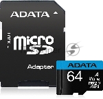 Флеш карта microSD 64Gb ADATA microSDHC Class 10 UHS-I A1 100/25 MB/s (SD адаптер)