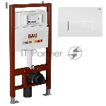 Инсталляция BAU PRO для подвесного унитаза, клавиша смыва BAU Hotel для инсталляции, белый глянец