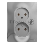 Розетка 2-м СП Glossa 16А IP20 без заземл. в сборе алюм. SchE GSL000320