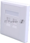 Панель Suprlan 10-0334-1, лицевая со шторкой 80x80, 2xKeystone ABS пластик, белый
