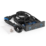 Планка USB на переднюю панель ExeGate U3H-627S, 3,5", 2*USB3.0+HD Audio Combo, черная, металл, подсоед. к MB