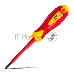 Диэлектрическая крестовая отвертка Deli DL514080 PH1х80 мм сталь Cr-V, сертификат VDE для работ под напряжением до 1000 В