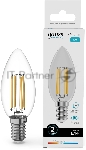 Лампа светодиодная филаментная Gauss Filament 12Вт цок.:E14 свеча св.свеч.бел.нейт. (упак.:10шт)