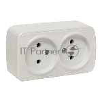 Розетка EKF EGR10-102-10 2-я, б/з, 10А, ОП Basic Минск белый