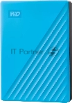 Внешний HDD 2.5" Western Digital My Passport, 2TB, USB 3.2 Gen 1 Type-A, 5400 rpm, голубой