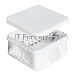 Коробка распр. ОП 75х75х45 7 выходов 3 гермоввода с клемм. 10А 6 контактов IP54 крышка защелкивающаяся бел. Epplast 220323