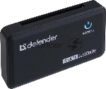 Кард-ридер Defender Optimus/черный/CF/MMC/MS/MS Duo/MS Micro M2/MS Pro/MS Pro Duo/RS-MMC/SD/SDHC/micro-SD/mini-SD/miсro-SDHC/USB 2.0 A(M)/черный