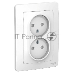 Розетка 2-м СП Blanca 16А 250В защ. шторки без заземл. бел. SchE BLNRS000121