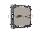 Комплект механизма розетки OMEGA Серо-бежевый матовый 2USB A+C 20W (быстрая зарядка) QUANT (OP3710, VM177) MO371010