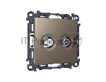 Комплект механизма розетки TV оконечной + SAT 5-862MHz 3.5dB/950-2150MHz 3.5dB ALFA Темная бронза матовый QUANT (AP6433, VM217) MA643310