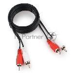 Кабель аудио Cablexpert CCA-2R2R-1.8M-N, 2xRCA/2xRCA, 1.8м, черный, пакет