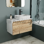 Комплект: тумба Bau Dream Blackwood 80, раковина прямоугольная BAU Cerama 48х37, мрамор, смеситель Hotel Black, черный матовый