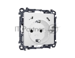 Комплект механизма электрической розетки 2USB С+C 20W с/з на винтовых зажимах 16A-250V ALFA Белый матовый QUANT (AP1305, VM165) MA130510