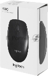 Мышь проводная Logitech B100 черный, 1000 dpi, USB, кнопки - 3