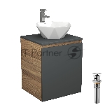 Тумба Bau Dream Blackwood 50 графит, раковина BAU Crystal 40х40, смеситель для раковины высокий Hotel Still, нержавеющая сталь, выпуск клик клак, хром