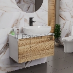 Комплект для ванной, 3 предмета (Тумба подвесная Bau Blackwood 80 + Раковина BAU 59х40, Смеситель высокий Hotel Black, черный)